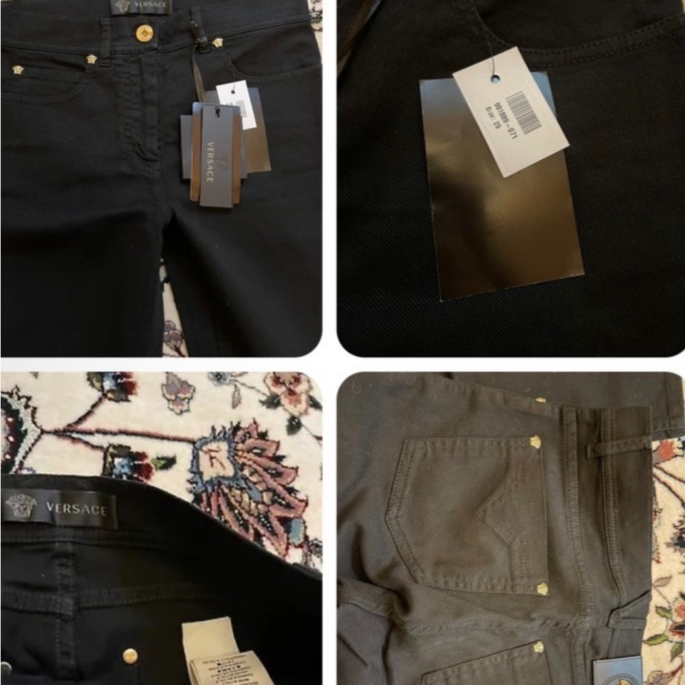 100% Auth Versace High Waist Black Denim Sz 25 NWT